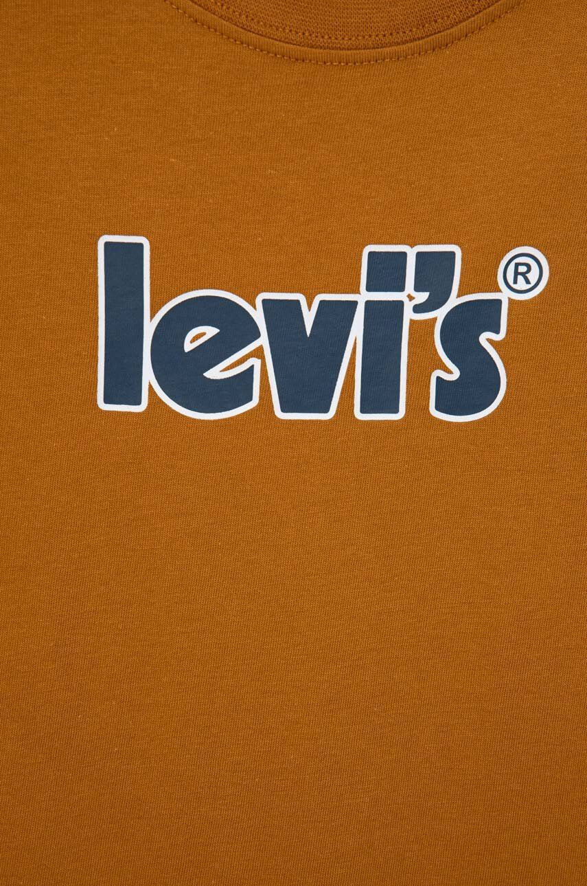 Levi's Dětské bavlněné tričko hnědá barva s potiskem - Pepit.cz