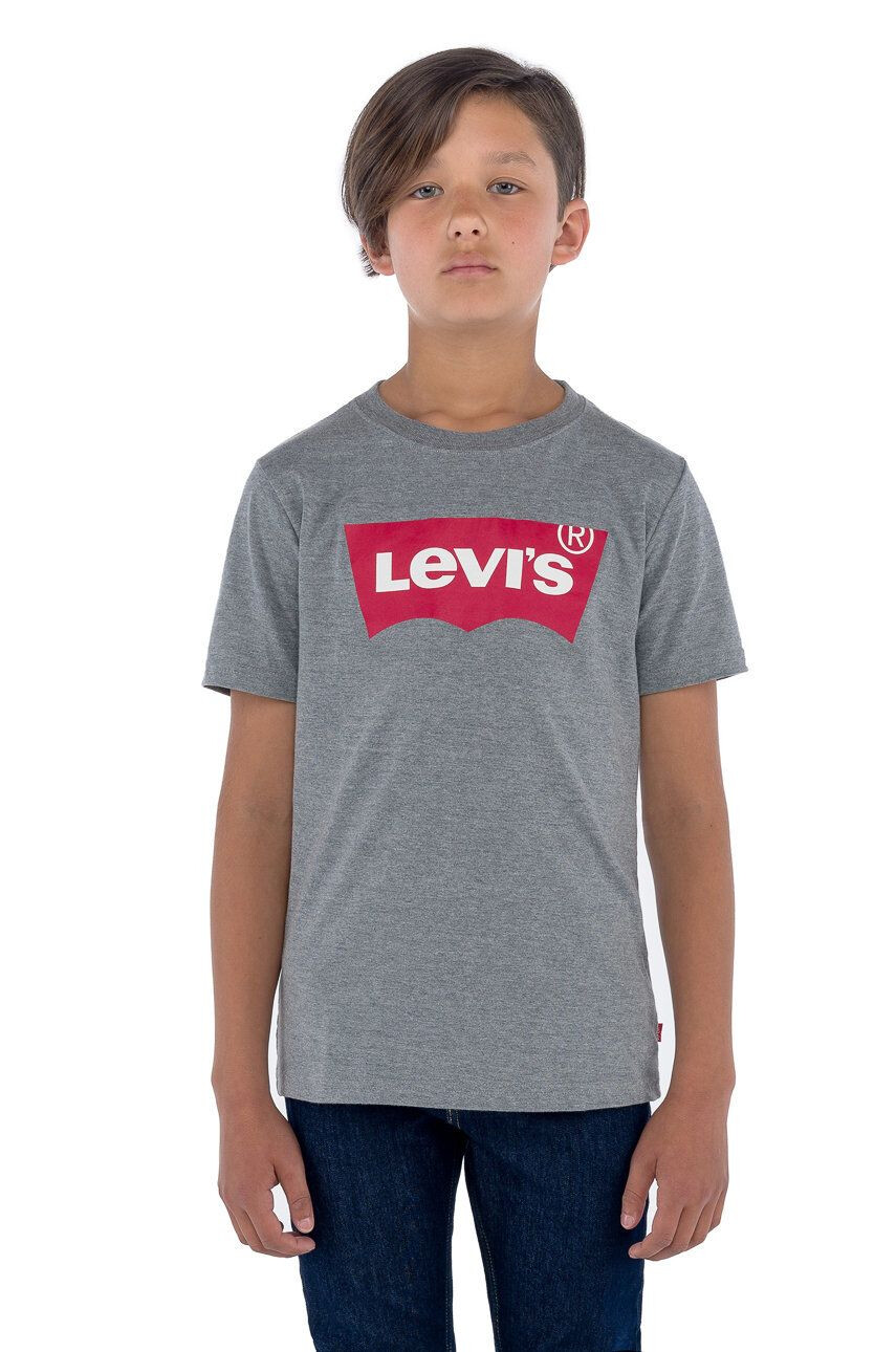 Levi's Dětské tričko šedá barva s potiskem - Pepit.cz