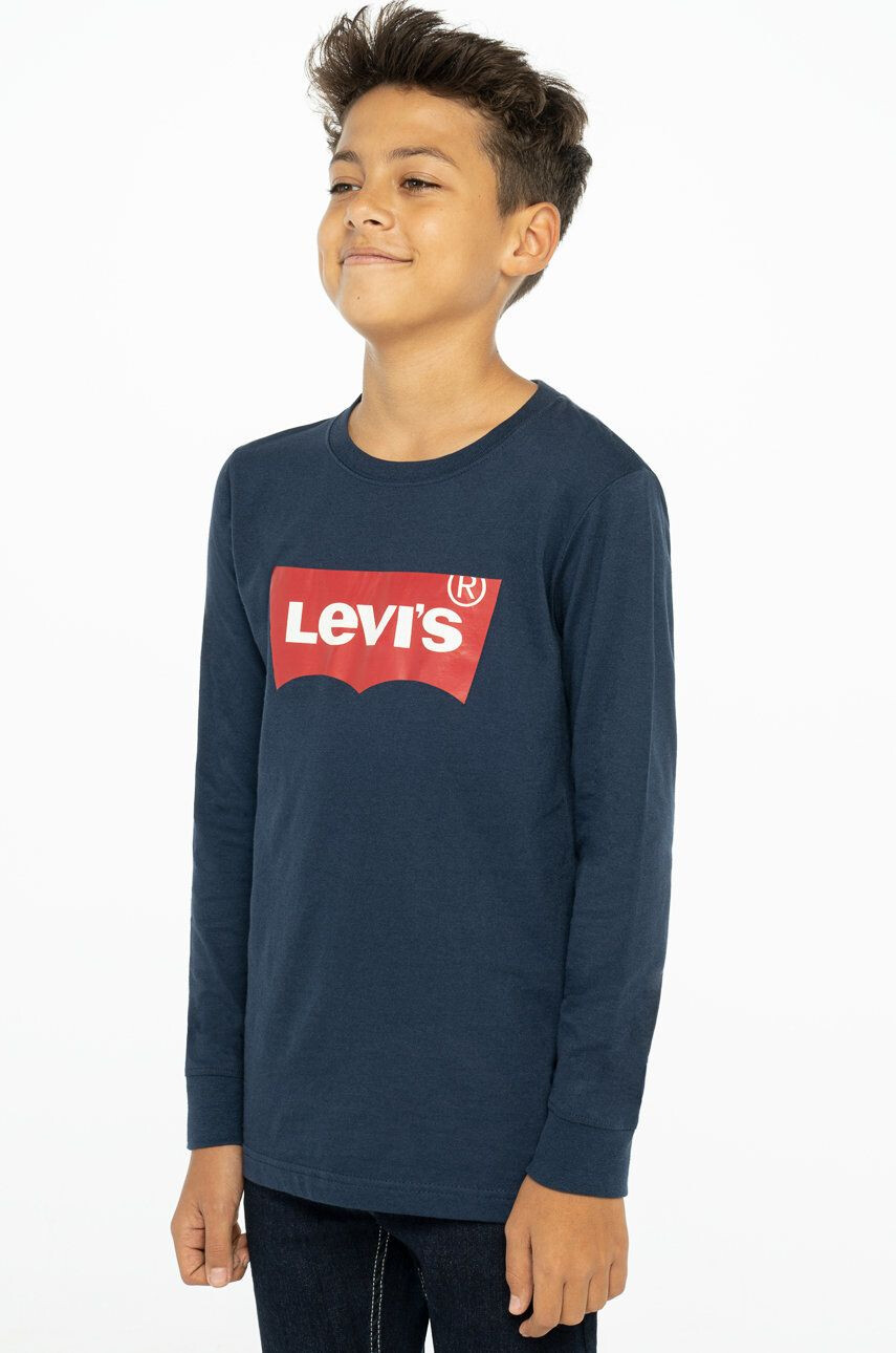 Levi's Dětské tričko s dlouhým rukávem tmavomodrá barva s potiskem - Pepit.cz