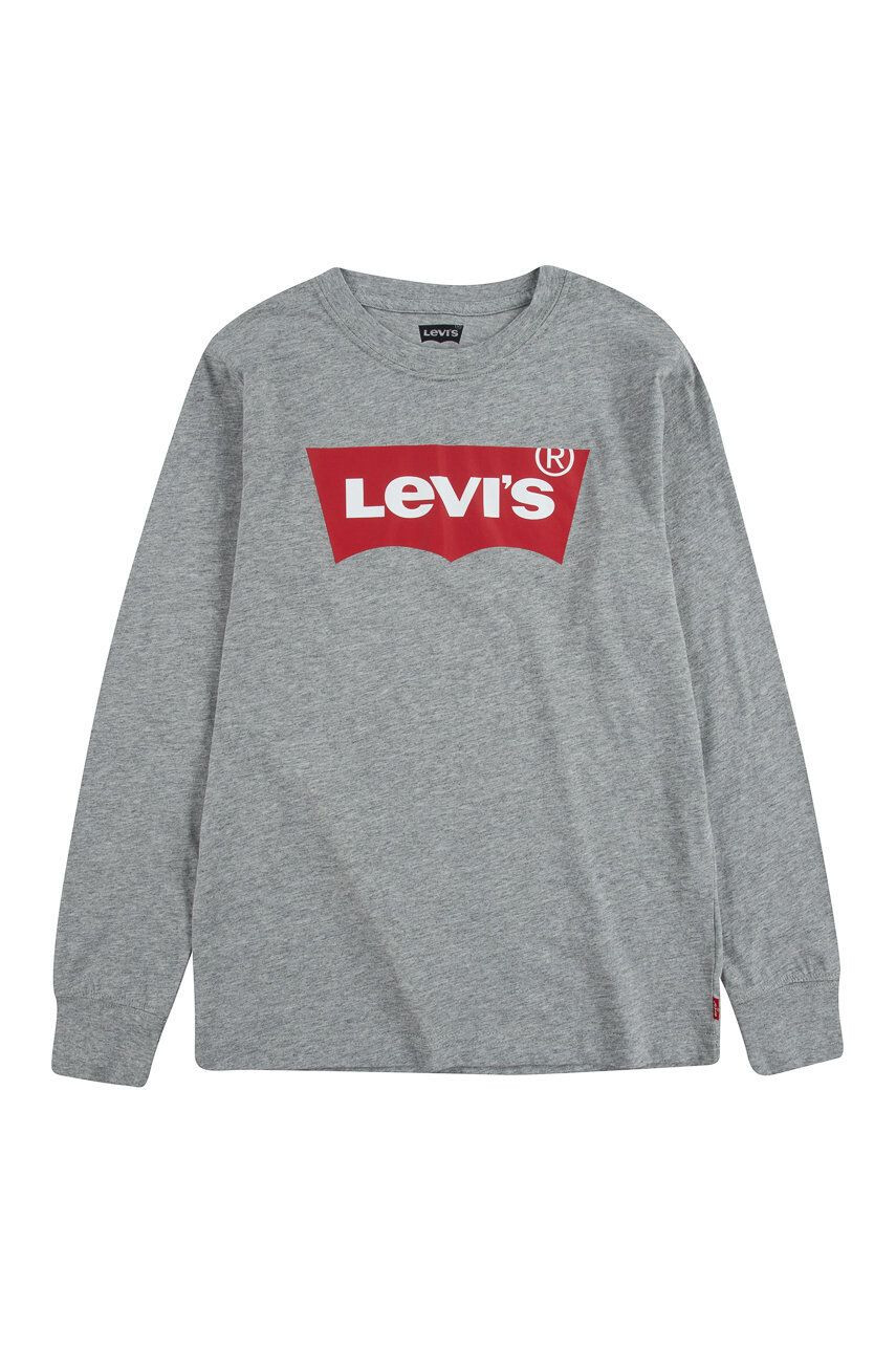 Levi's Dětské tričko s dlouhým rukávem šedá barva s potiskem - Pepit.cz