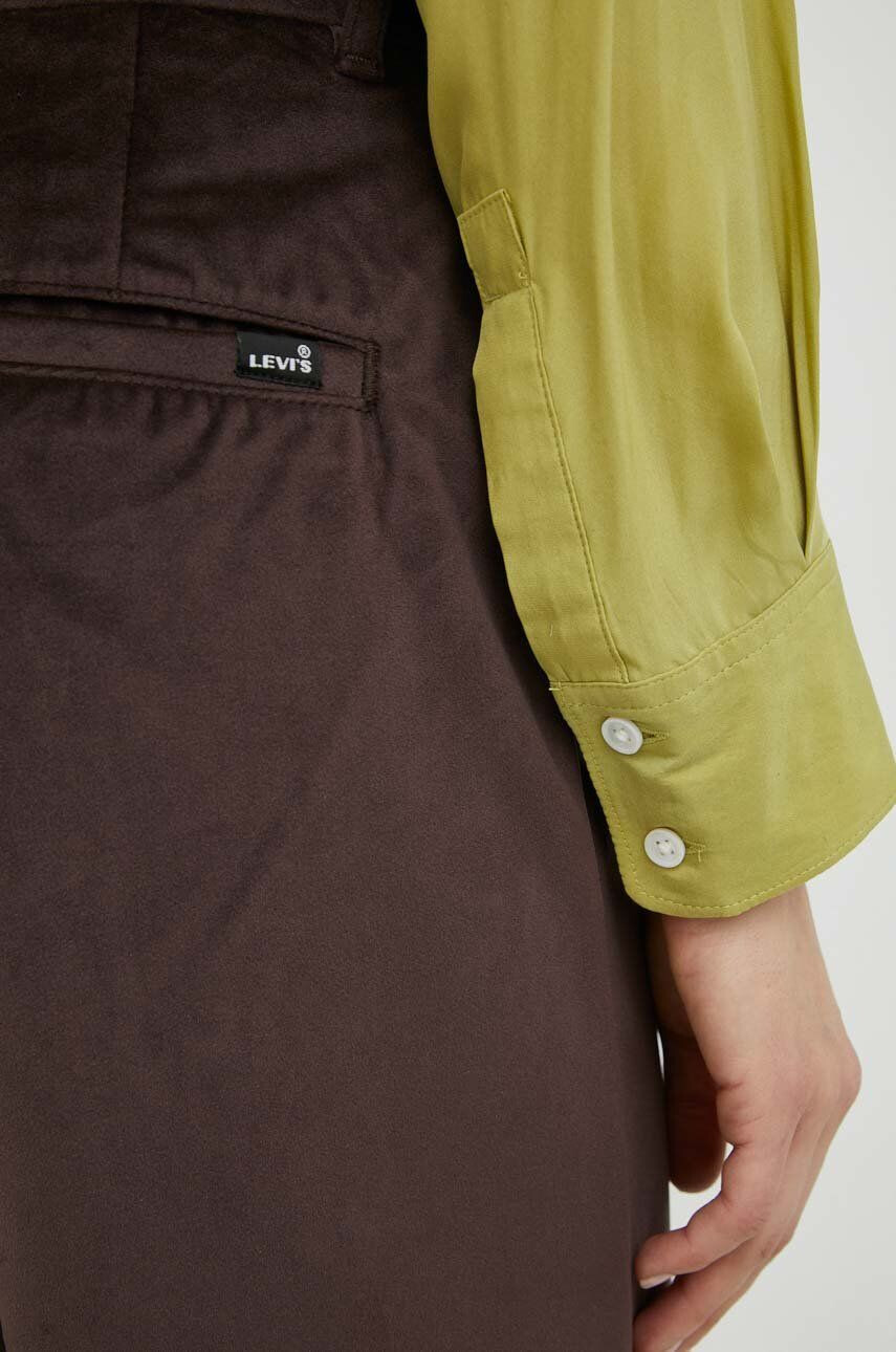 Levi's Kalhoty dámské hnědá barva široké high waist - Pepit.cz