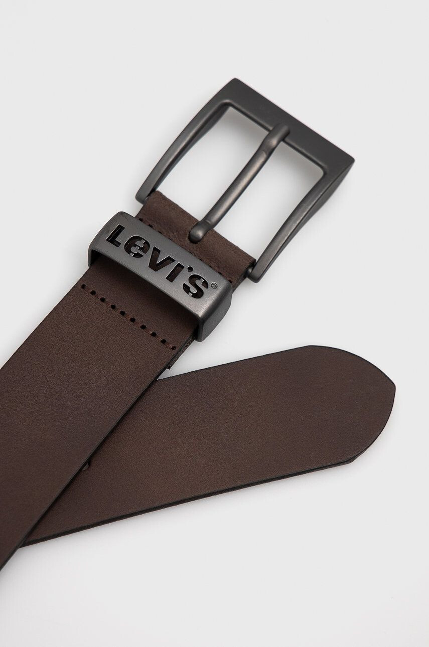 Levi's Kožený pásek hnědá barva - Pepit.cz