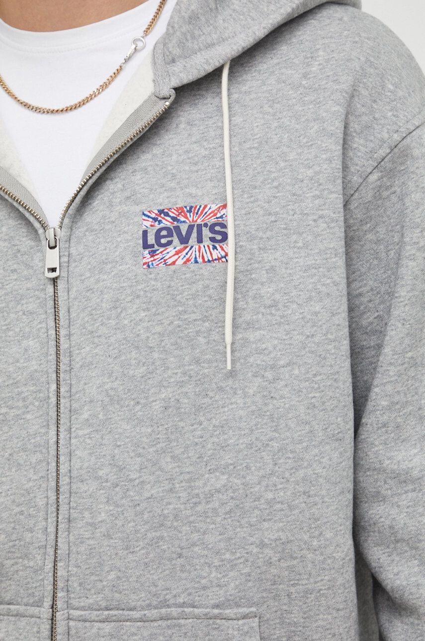 Levi's Mikina pánská šedá barva s potiskem - Pepit.cz