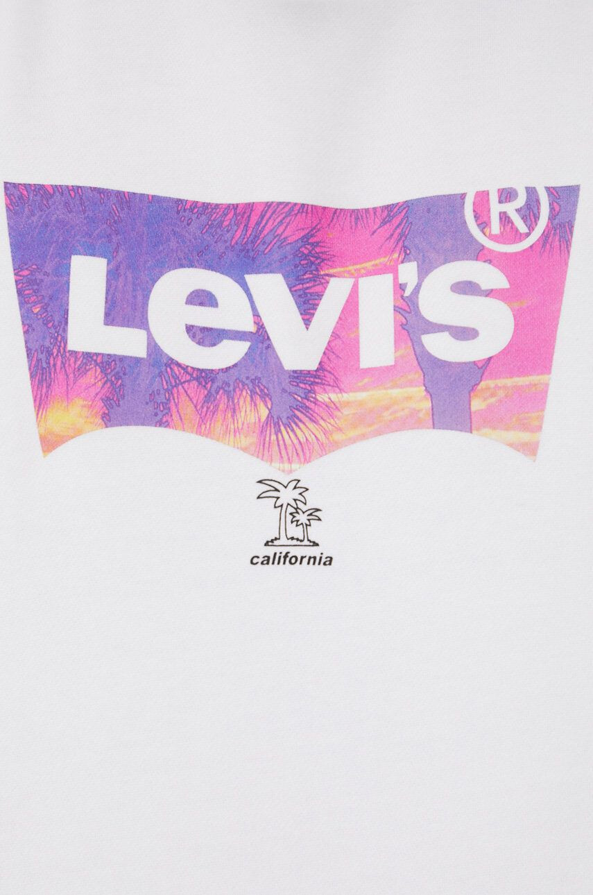 Levi's Mikina pánská bílá barva s potiskem - Pepit.cz