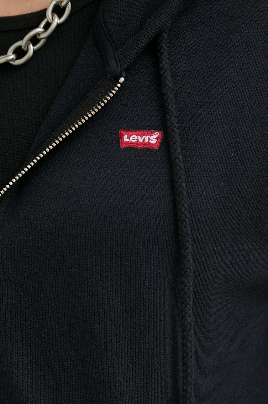 Levi's Mikina dámská černá barva s kapucí hladká - Pepit.cz