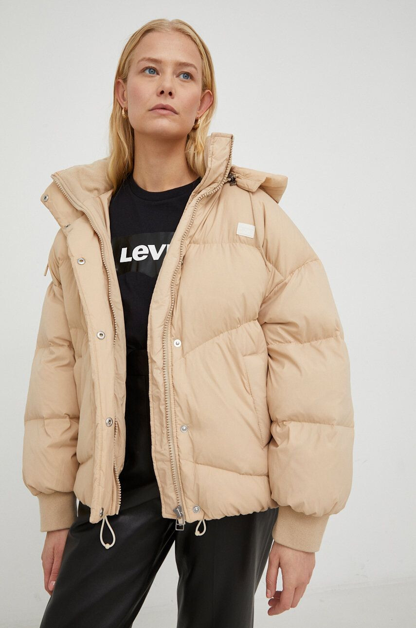 Levi's Péřová bunda dámská béžová barva zimní oversize - Pepit.cz