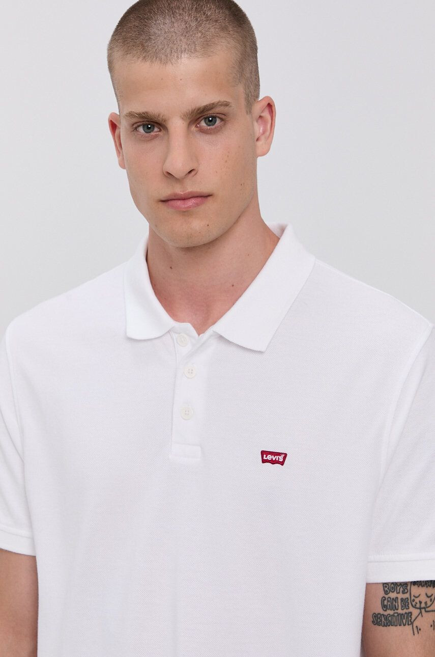 Levi's Polo tričko pánské bílá barva hladké 35883.0003-Neutrals - Pepit.cz