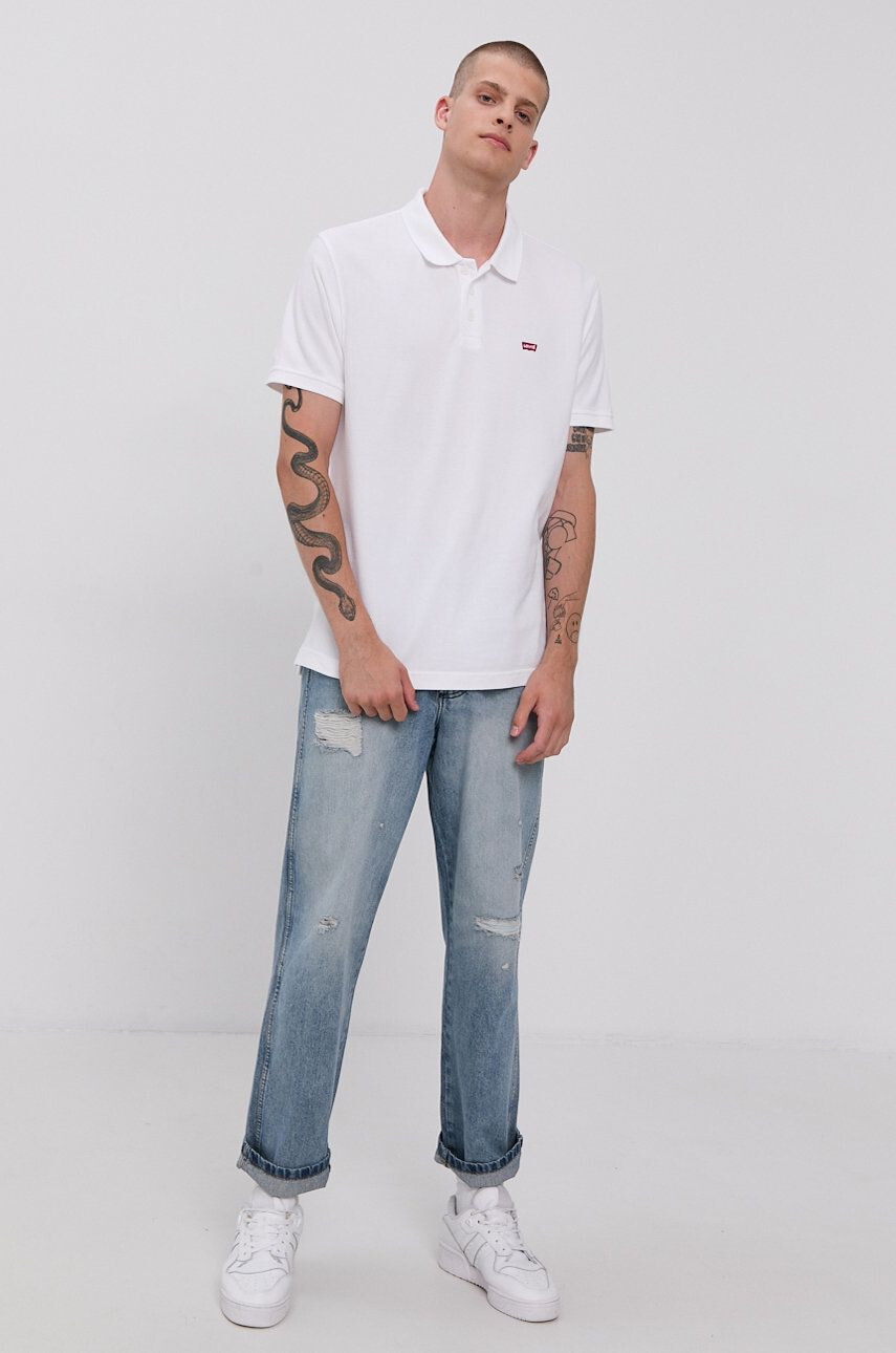 Levi's Polo tričko pánské bílá barva hladké 35883.0003-Neutrals - Pepit.cz