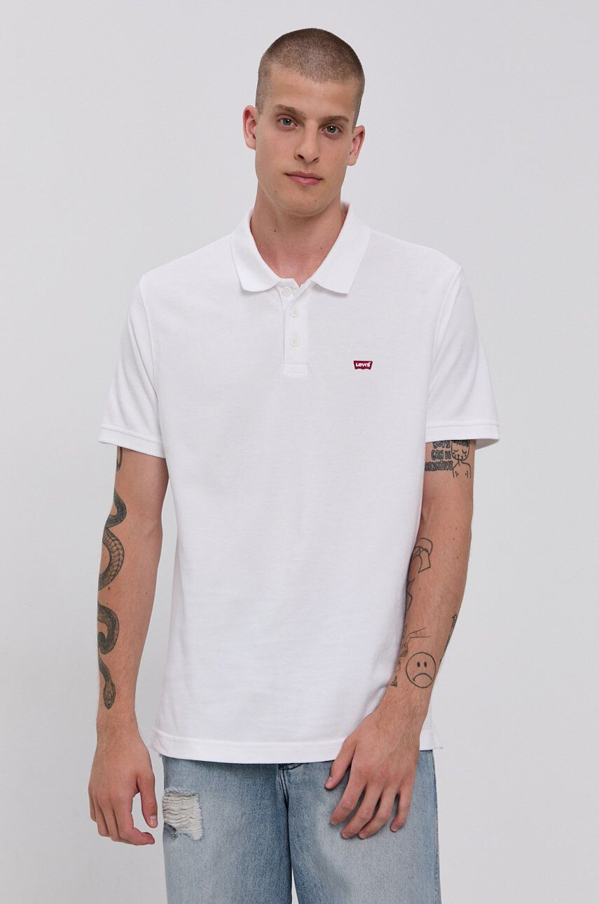 Levi's Polo tričko pánské bílá barva hladké 35883.0003-Neutrals - Pepit.cz