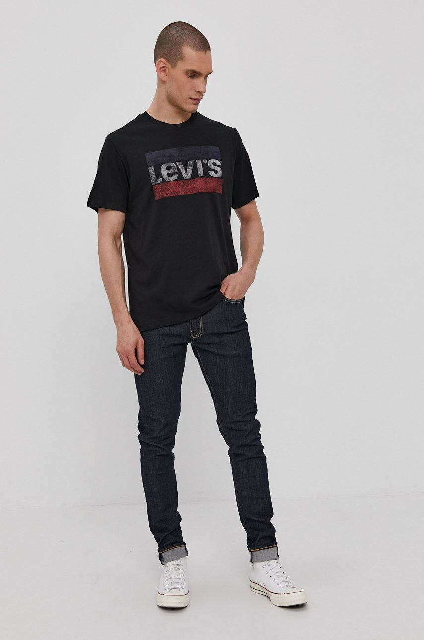 Levi's Tričko pánské černá barva s potiskem 39636.0050-Blacks - Pepit.cz