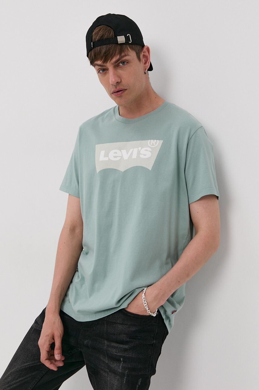 Levi's Tričko pánské zelená barva s potiskem - Pepit.cz