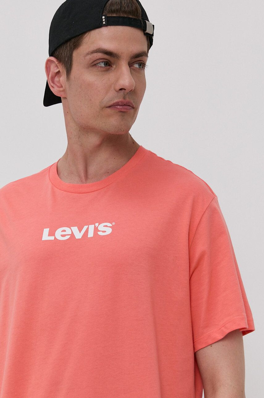 Levi's Tričko pánské oranžová barva s potiskem - Pepit.cz