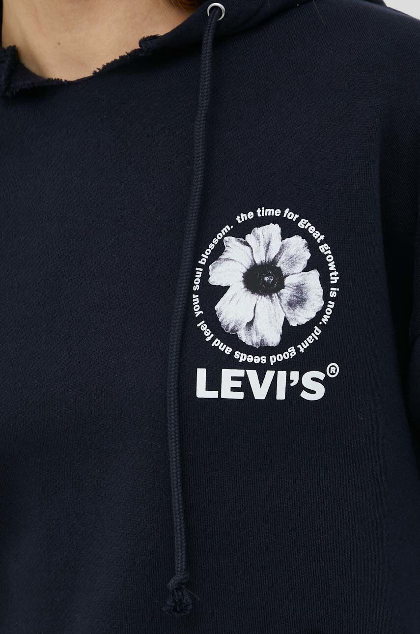 Levi's Bavlněná mikina dámská fialová barva s kapucí hladká - Pepit.cz