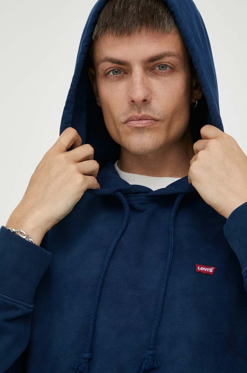 Levi's Bavlněná mikina pánská tmavomodrá barva s kapucí melanžová - Pepit.cz