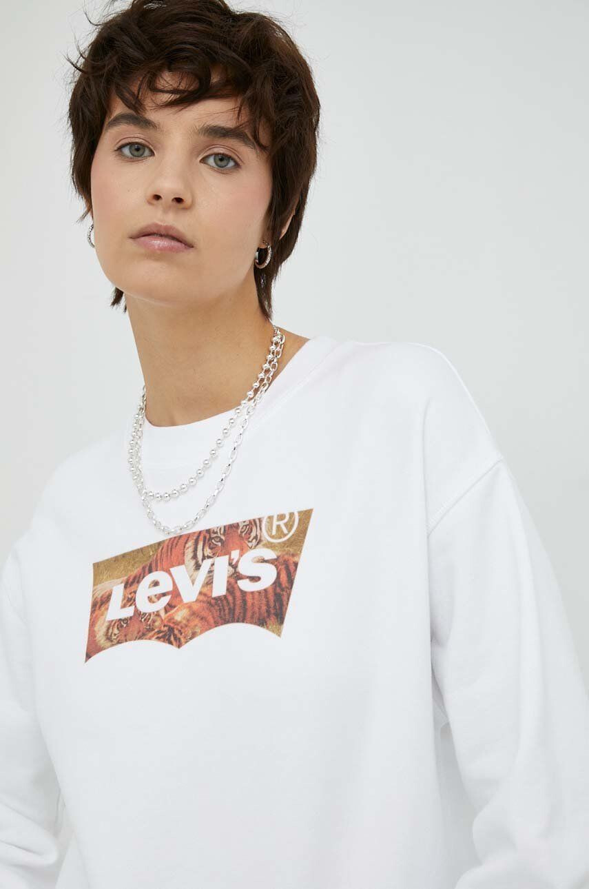 Levi's Bavlněná mikina pánská šedá barva s kapucí s potiskem - Pepit.cz