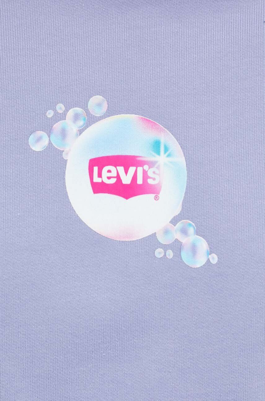 Levi's Bavlněná mikina dámská fialová barva s potiskem - Pepit.cz