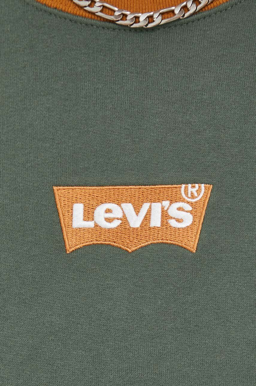 Levi's Bavlněná mikina pánská zelená barva s aplikací - Pepit.cz