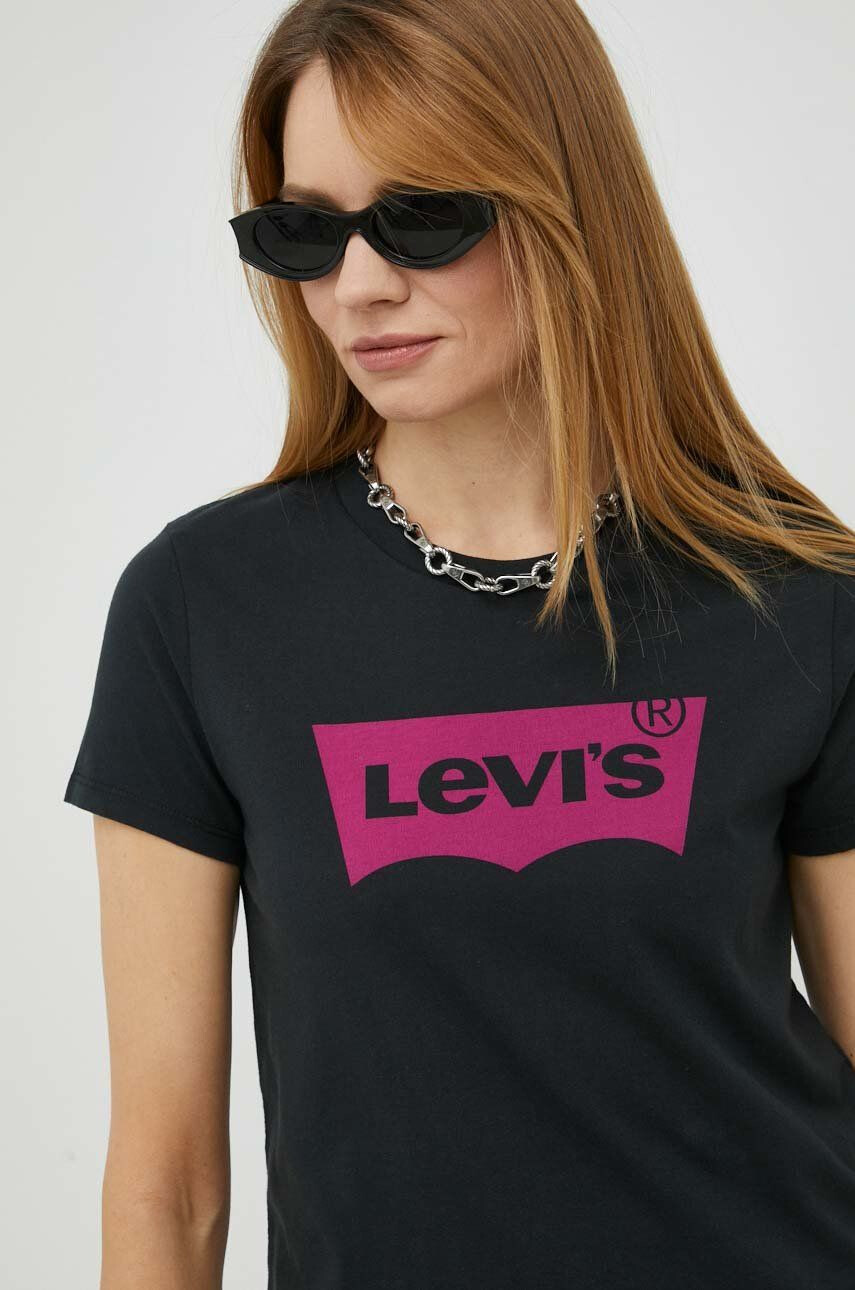 Levi's Bavlněné tričko černá barva - Pepit.cz