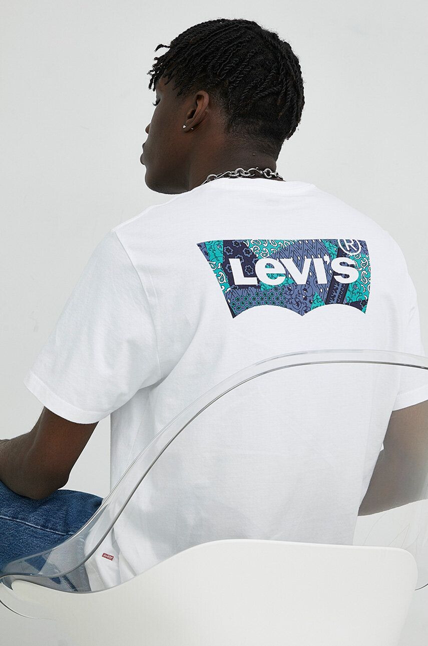 Levi's Bavlněné tričko bílá barva s potiskem - Pepit.cz