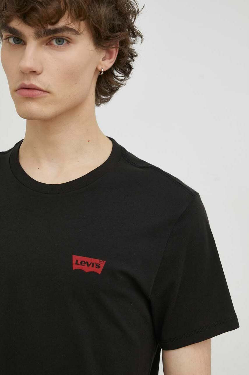 Levi's Bavlněné tričko 2-pack černá barva s potiskem - Pepit.cz