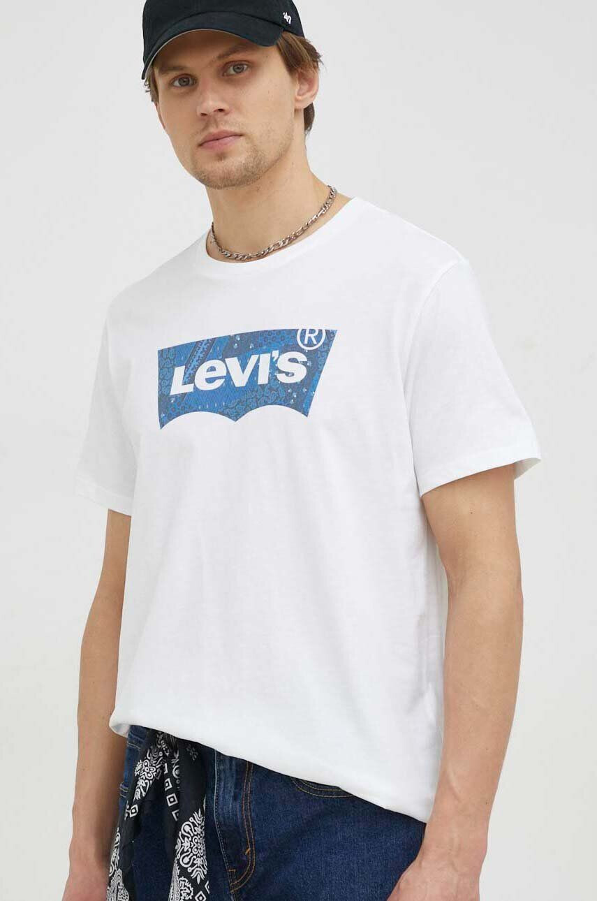 Levi's Bavlněné tričko bílá barva s potiskem - Pepit.cz