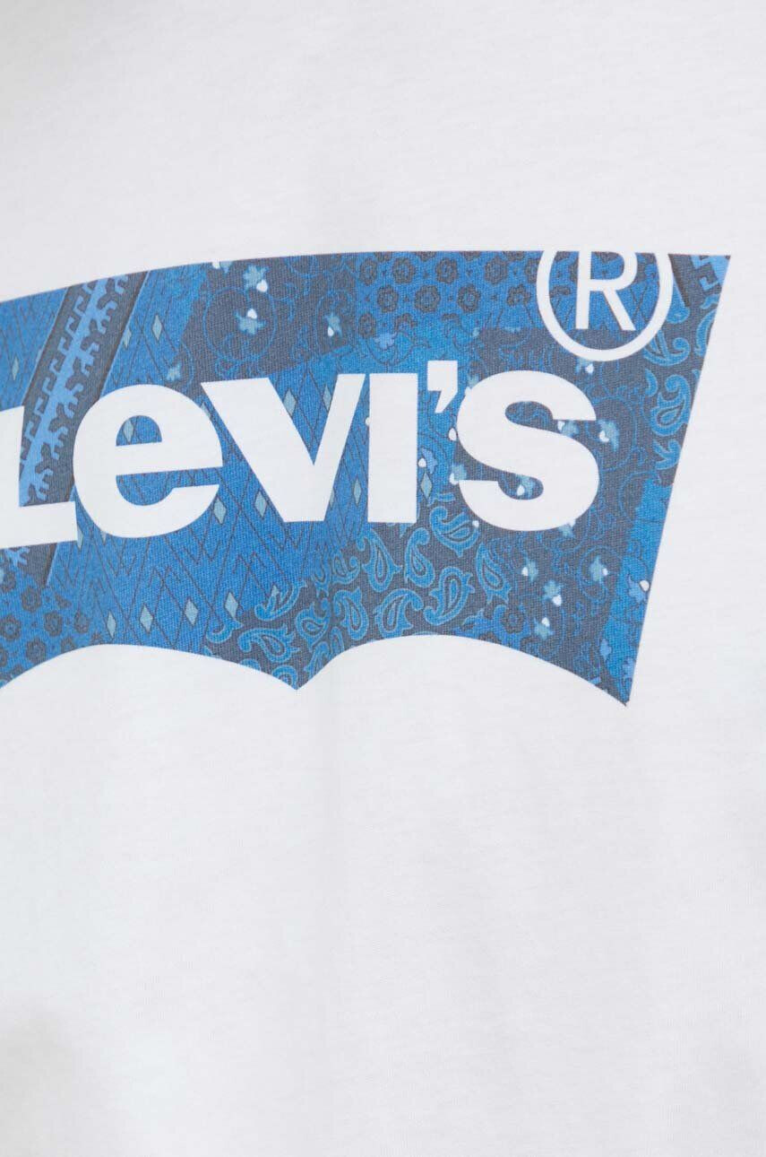 Levi's Bavlněné tričko bílá barva s potiskem - Pepit.cz