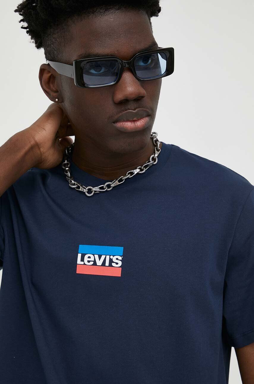 Levi's Bavlněné tričko tmavomodrá barva s potiskem - Pepit.cz