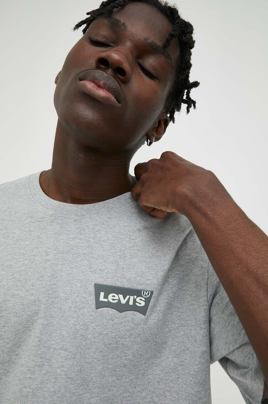 Levi's Bavlněné tričko šedá barva s potiskem - Pepit.cz