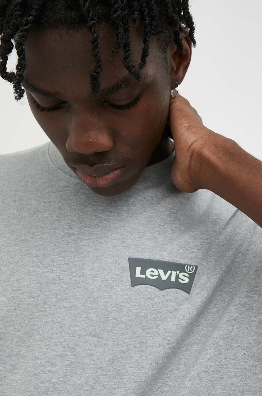 Levi's Bavlněné tričko šedá barva s potiskem - Pepit.cz