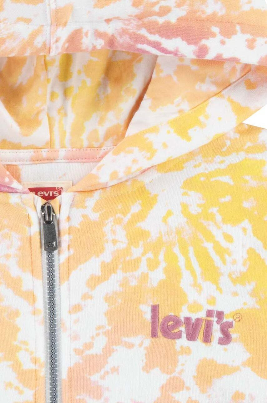 Levi's Dětská mikina oranžová barva s kapucí vzorovaná - Pepit.cz