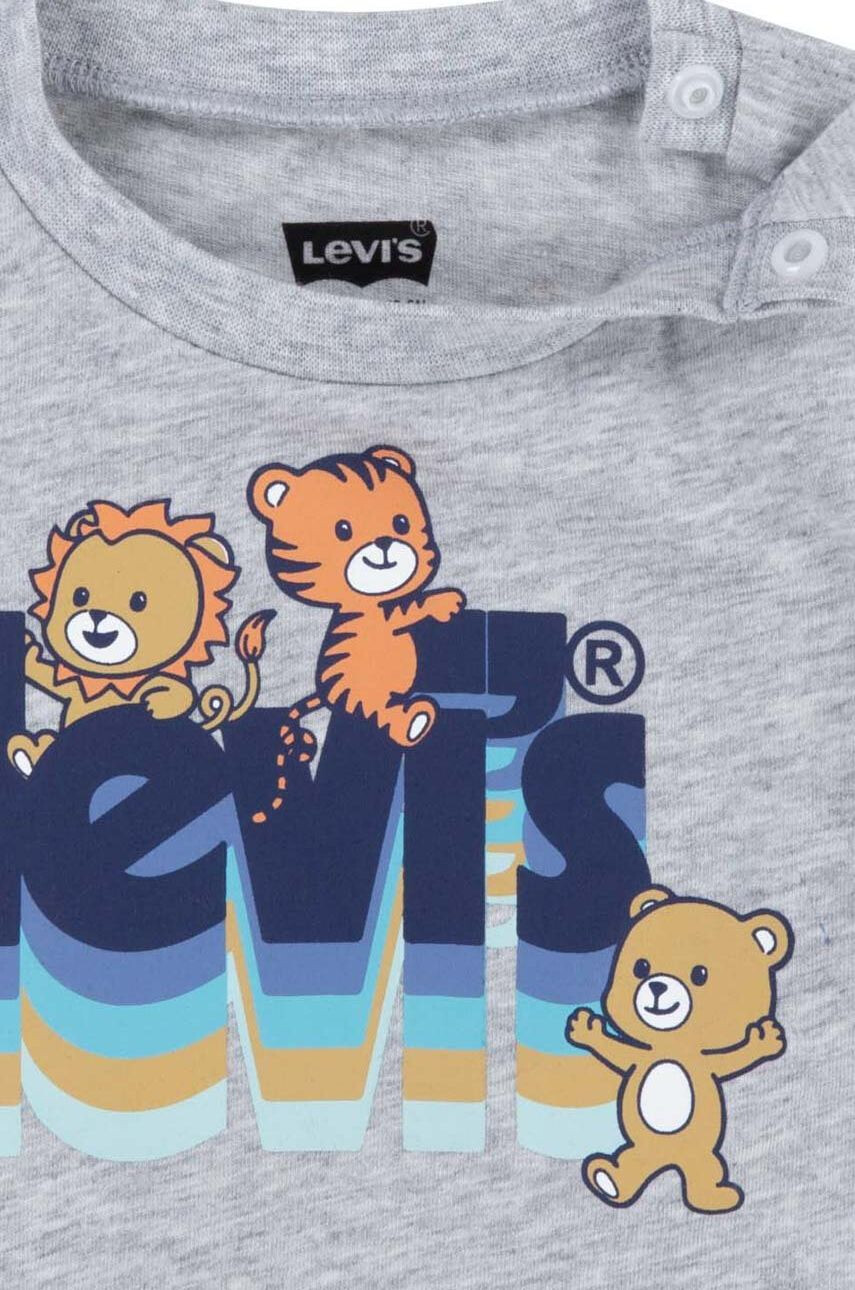 Levi's Dětské bavlněné tričko šedá barva s potiskem - Pepit.cz