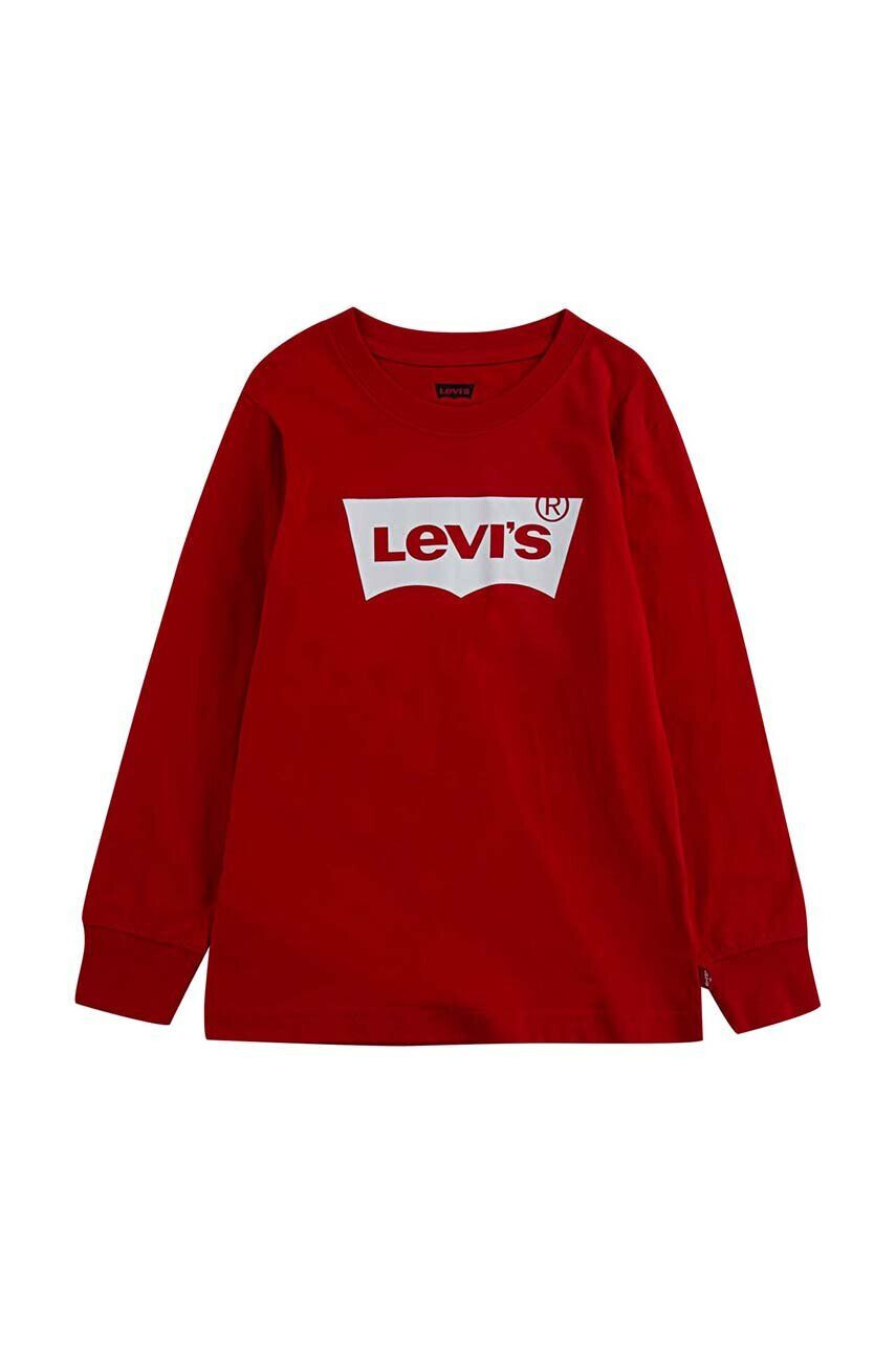 Levi's Dětské tričko s dlouhým rukávem červená barva s potiskem - Pepit.cz