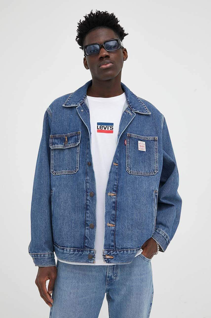 Levi's Džínová bunda pánská tmavomodrá barva přechodná oversize - Pepit.cz