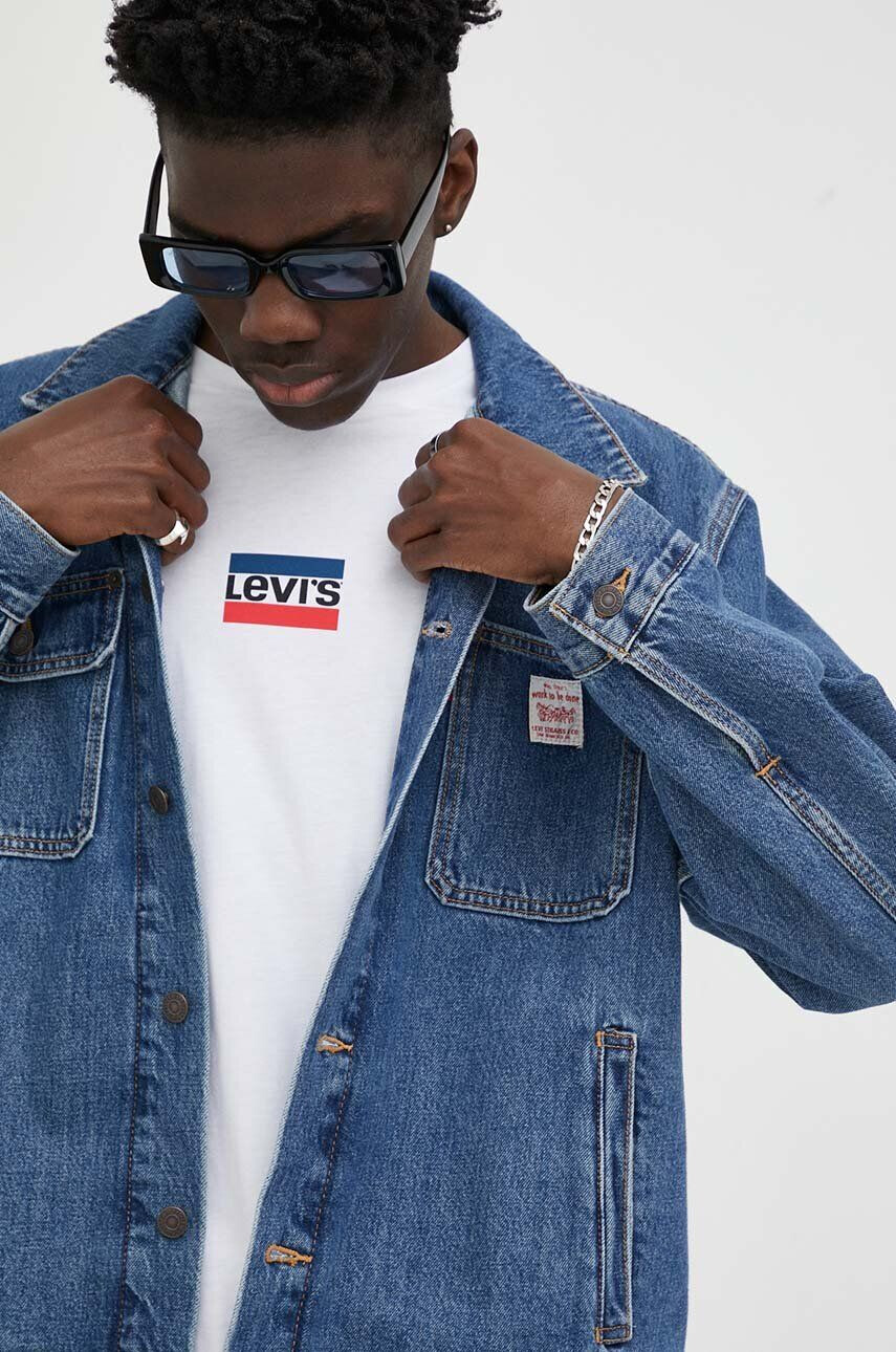 Levi's Džínová bunda pánská tmavomodrá barva přechodná oversize - Pepit.cz