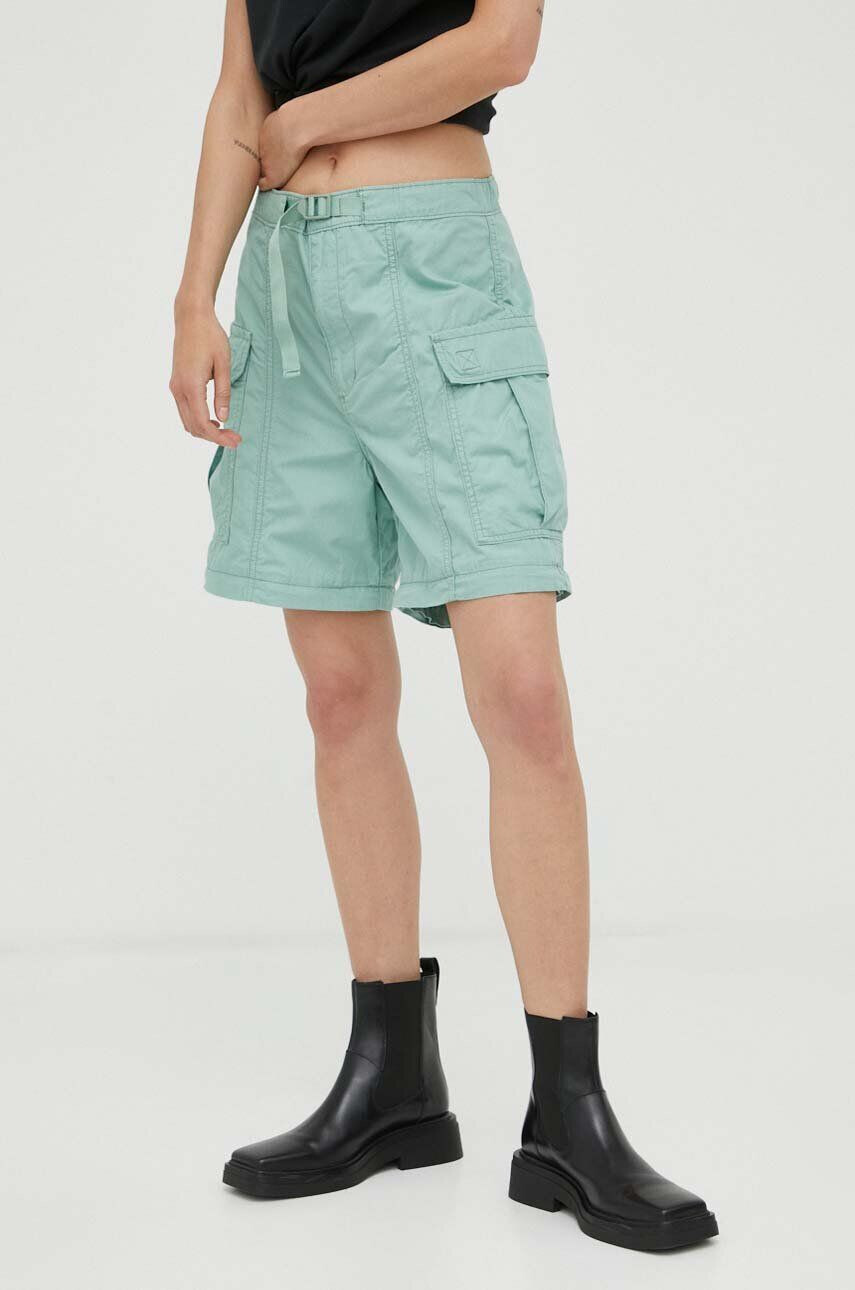 Levi's Kalhoty CONVERTIBLE CARGO dámské zelená barva kapsáče high waist - Pepit.cz