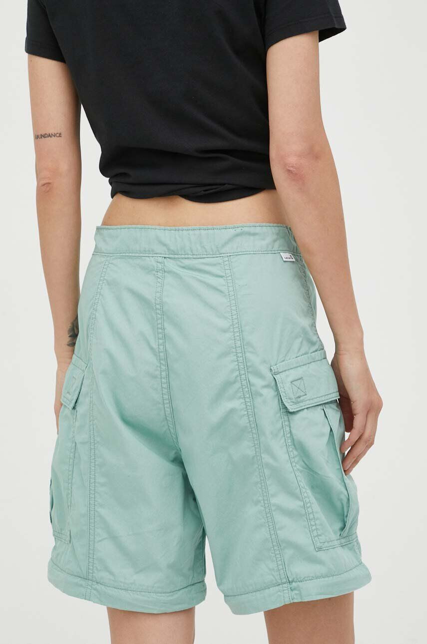 Levi's Kalhoty CONVERTIBLE CARGO dámské zelená barva kapsáče high waist - Pepit.cz