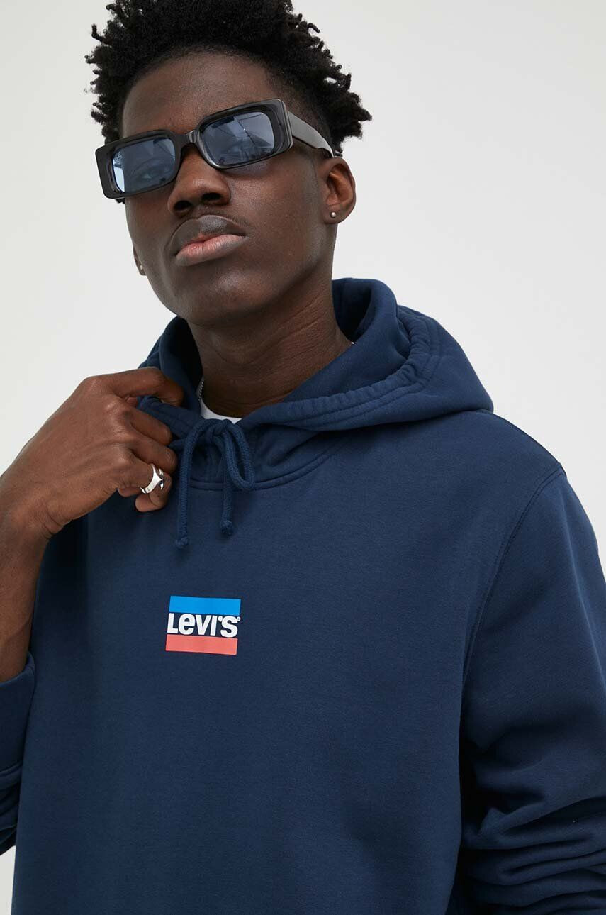 Levi's Mikina pánská tmavomodrá barva s kapucí s potiskem - Pepit.cz