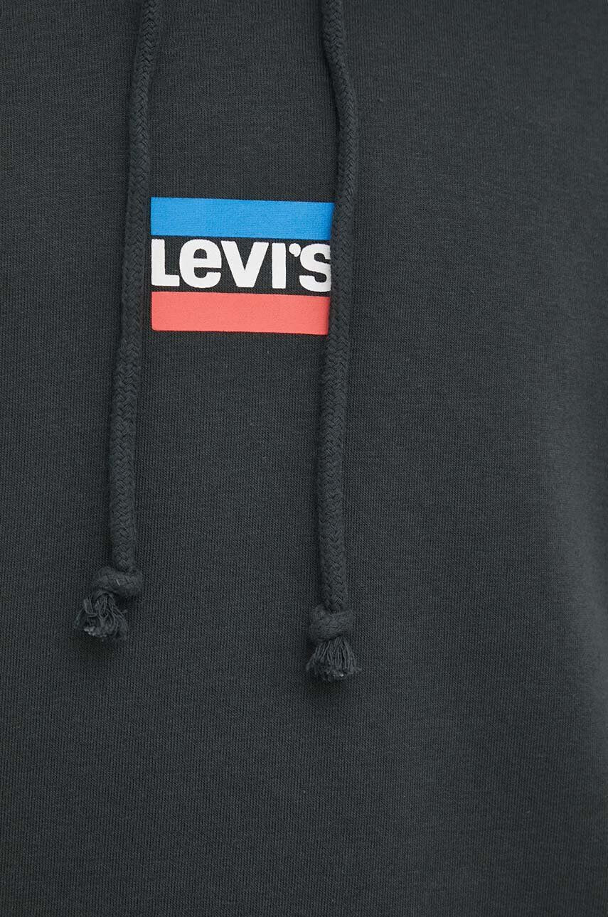 Levi's Mikina pánská černá barva s kapucí s potiskem - Pepit.cz