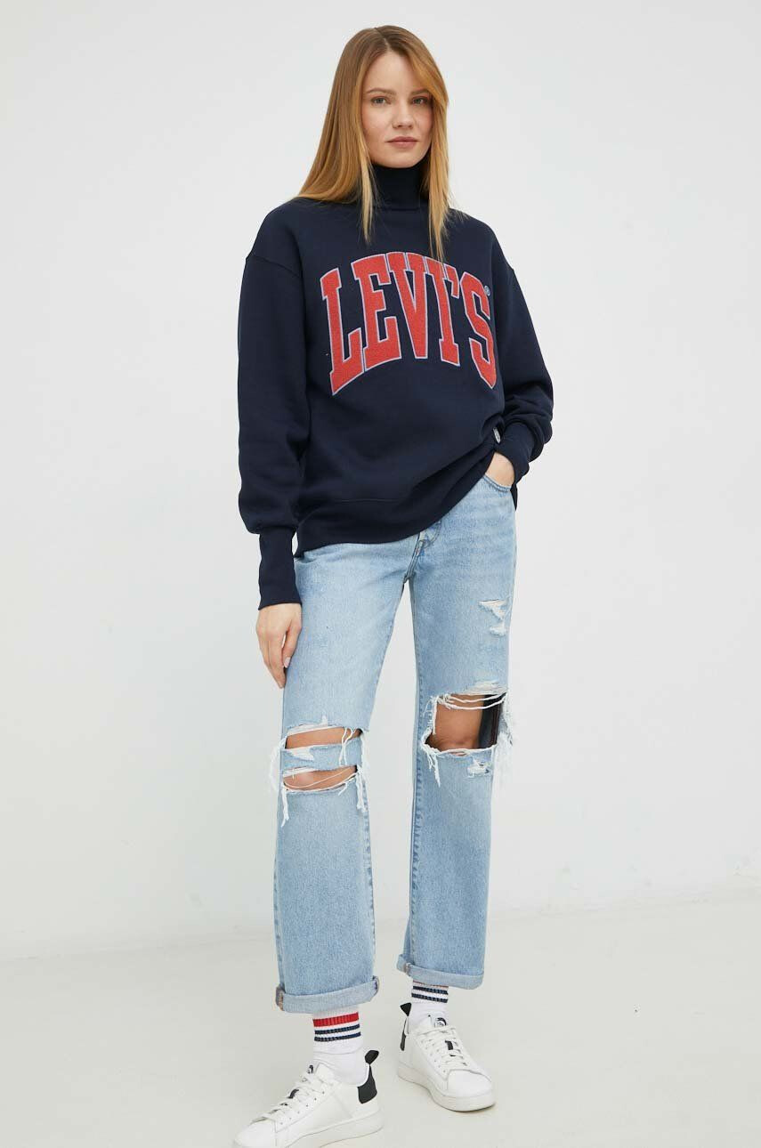 Levi's Mikina dámská tmavomodrá barva s aplikací - Pepit.cz