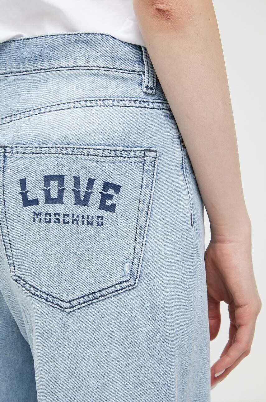 Love Moschino Džíny dámské bílá barva high waist - Pepit.cz