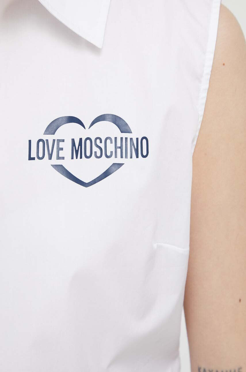 Love Moschino Košile dámská bílá barva regular s klasickým límcem - Pepit.cz