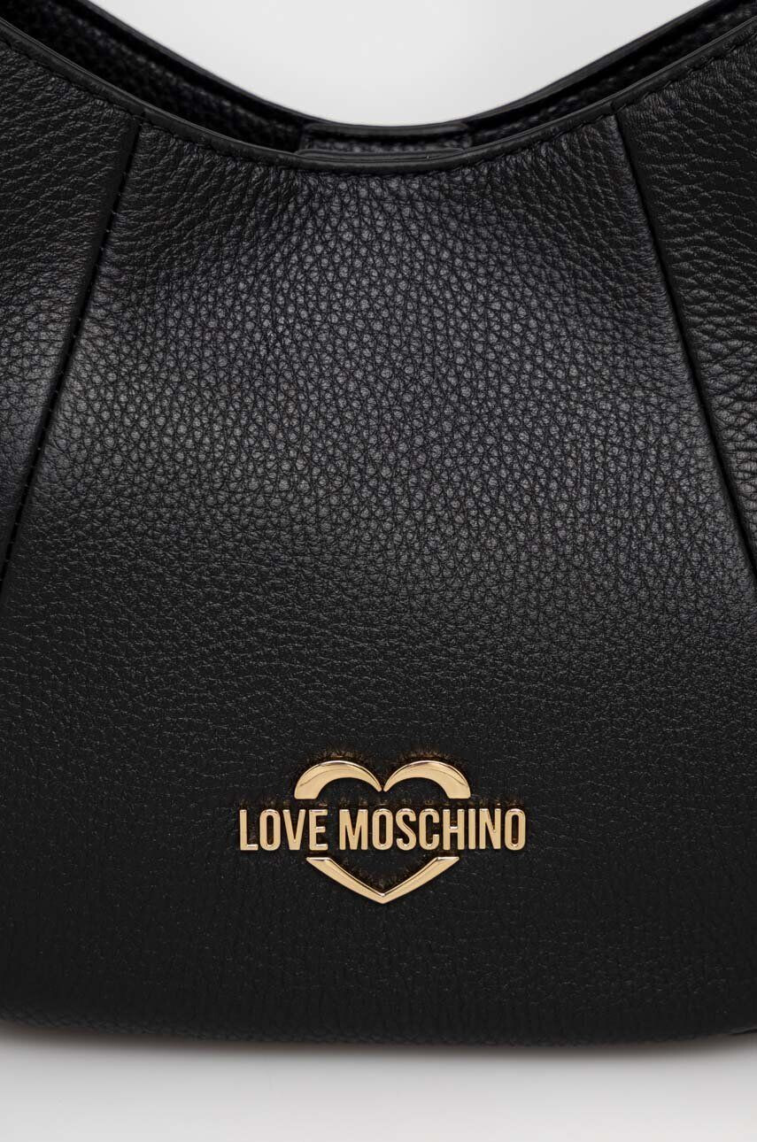 Love Moschino Kožená kabelka černá barva - Pepit.cz