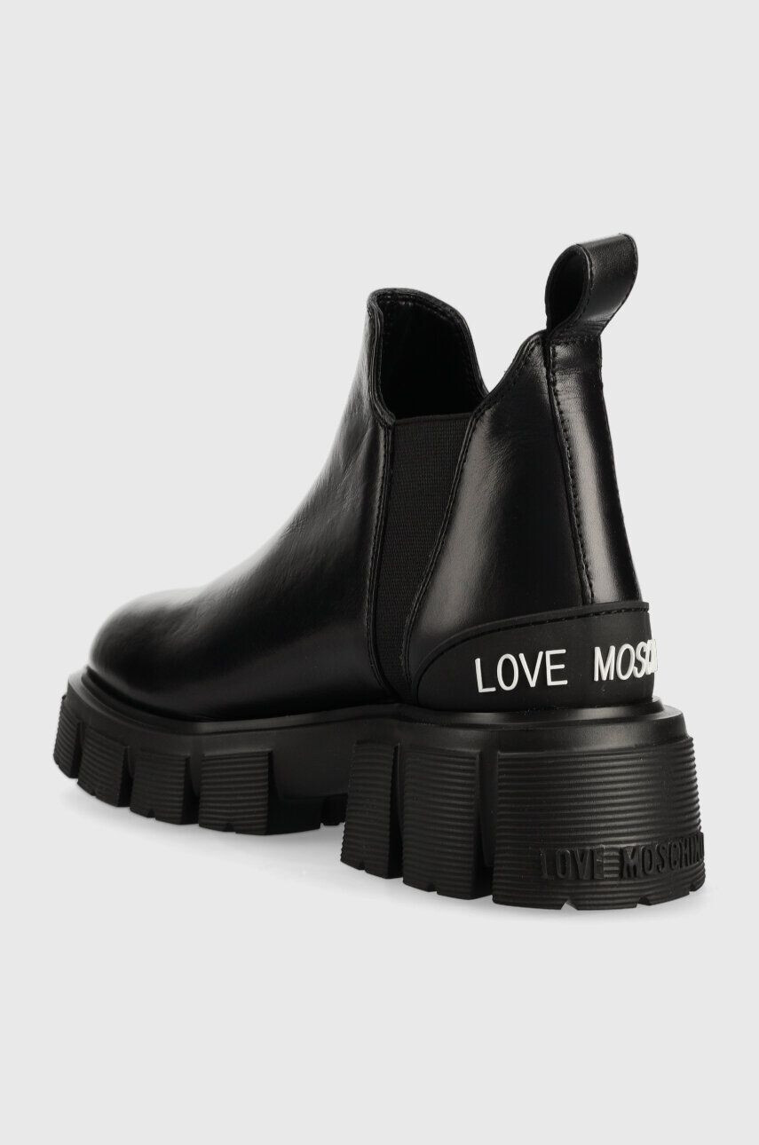 Love Moschino Kožené kotníkové boty dámské černá barva na platformě JA21035G1HIA0000 - Pepit.cz