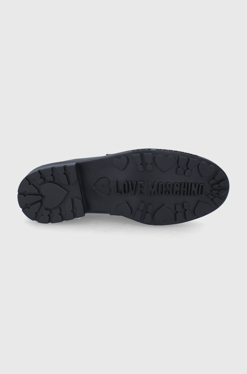 Love Moschino Kožené mokasíny dámské černá barva na platformě JA10035G1HIA0000 - Pepit.cz