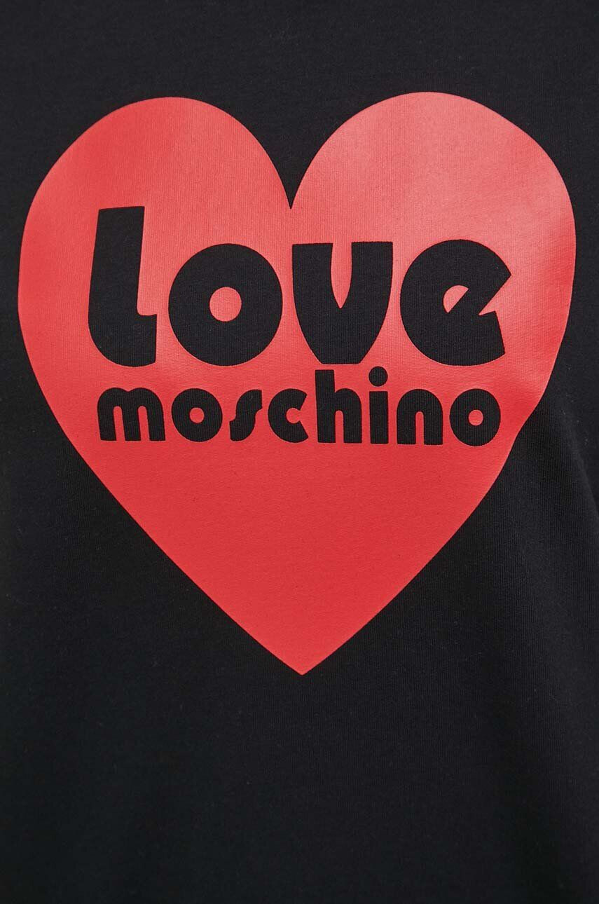 Love Moschino Mikina dámská černá barva s potiskem - Pepit.cz