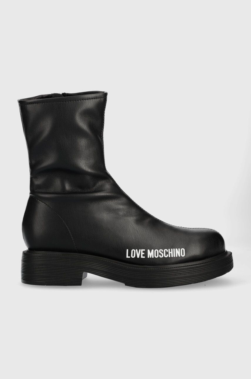 Love Moschino Nízké kozačky dámské černá barva na plochém podpatku - Pepit.cz