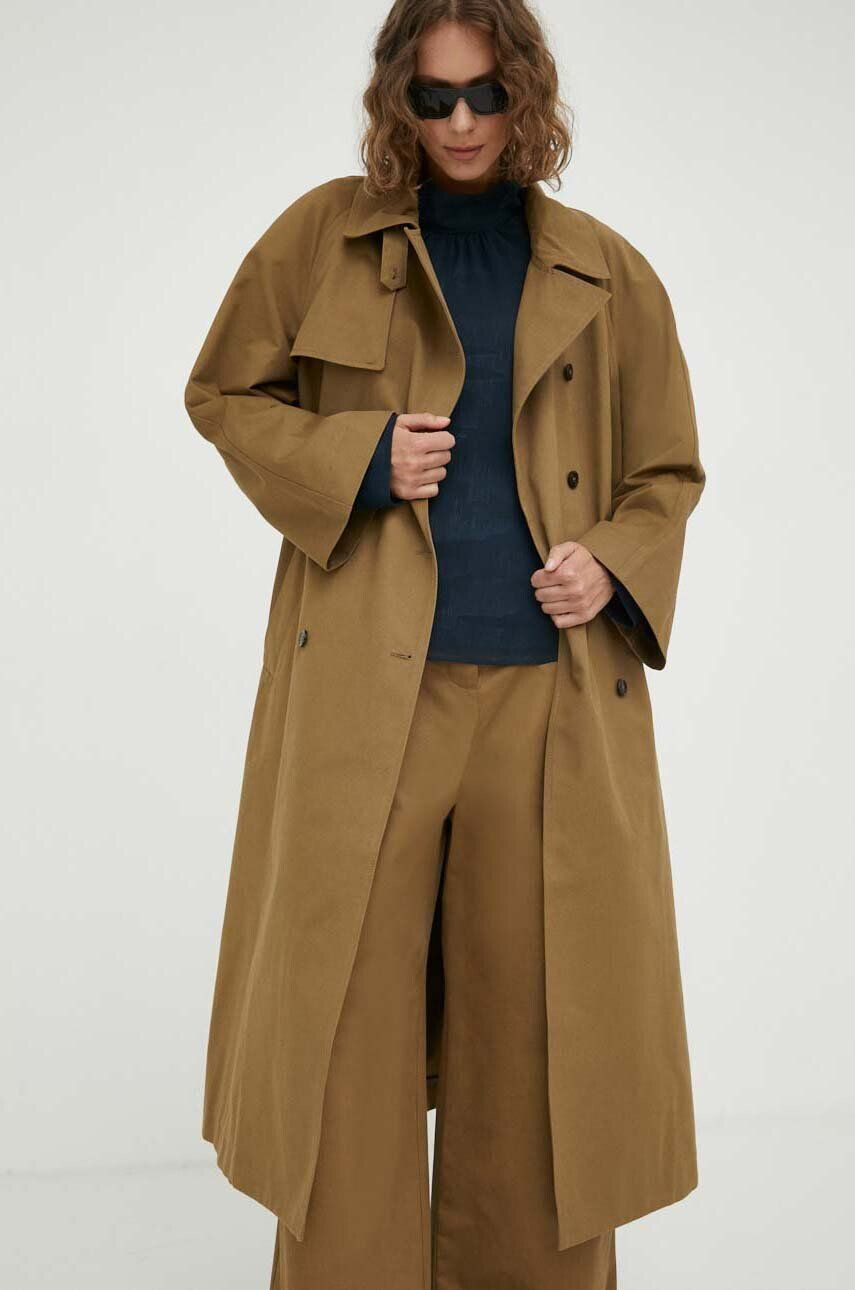 Lovechild Trench kabát dámský zelená barva přechodný oversize - Pepit.cz