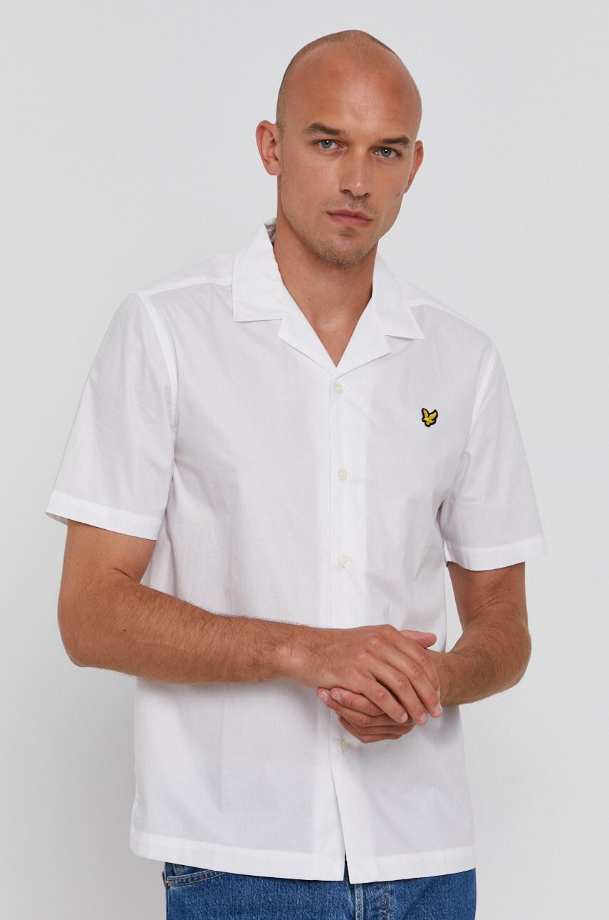 Lyle & Scott Bavlněné tričko pánské bílá barva regular - Pepit.cz