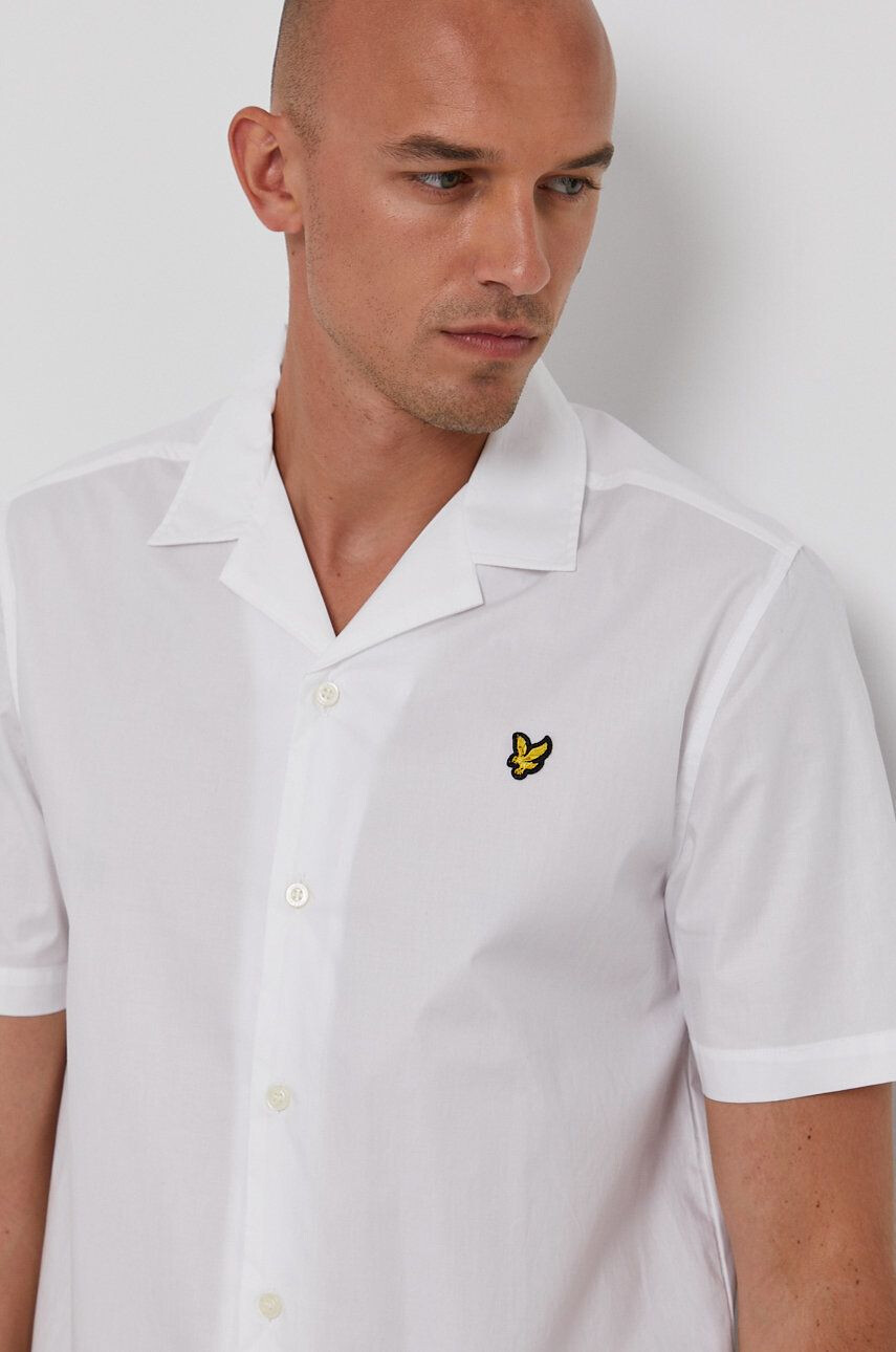 Lyle & Scott Bavlněné tričko pánské bílá barva regular - Pepit.cz