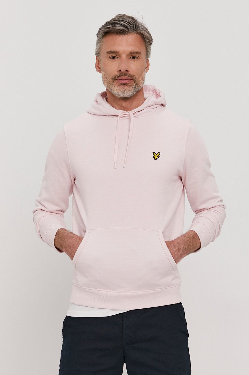 Lyle & Scott Bavlněná mikina pánská růžová barva hladká - Pepit.cz